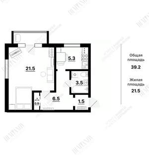 1-к квартира, вторичка, 39м2, 3/3 этаж