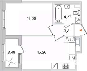 1-к квартира, вторичка, 36м2, 4/4 этаж