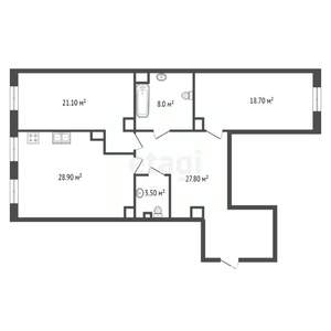 2-к квартира, сданный дом, 111м2, 2/4 этаж