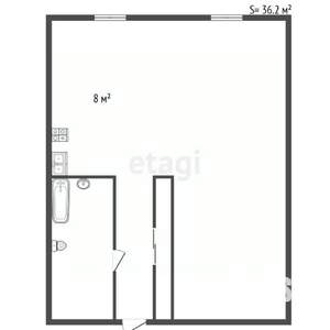 1-к квартира, вторичка, 36м2, 1/4 этаж