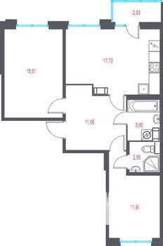 2-к квартира, вторичка, 63м2, 6/10 этаж