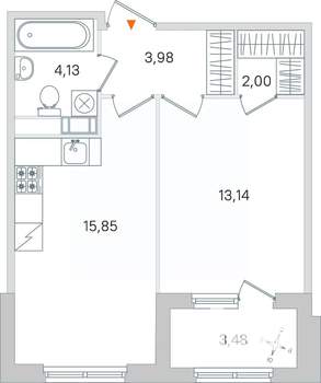 1-к квартира, вторичка, 41м2, 3/4 этаж