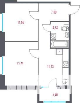 2-к квартира, вторичка, 49м2, 2/10 этаж