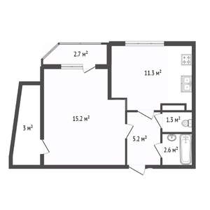 1-к квартира, вторичка, 38м2, 1/9 этаж