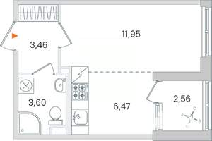 Студия квартира, вторичка, 27м2, 1/4 этаж