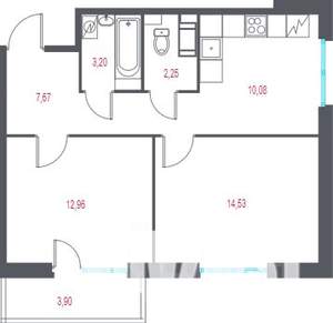 2-к квартира, вторичка, 52м2, 3/9 этаж