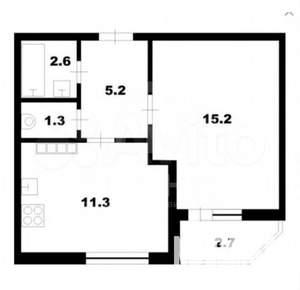 1-к квартира, вторичка, 38м2, 1/9 этаж