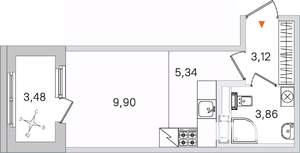 Студия квартира, вторичка, 22м2, 4/4 этаж