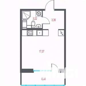 Студия квартира, строящийся дом, 25м2, 5/10 этаж