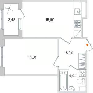 1-к квартира, вторичка, 41м2, 1/4 этаж
