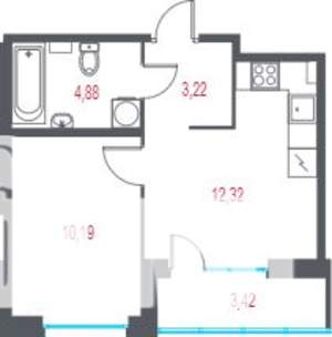 1-к квартира, вторичка, 32м2, 2/10 этаж