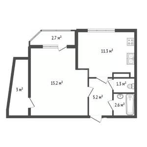1-к квартира, вторичка, 38м2, 1/9 этаж