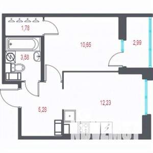 2-к квартира, строящийся дом, 35м2, 9/10 этаж