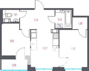 2-к квартира, вторичка, 46м2, 3/9 этаж