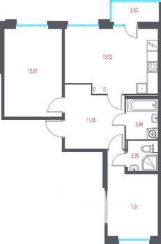 2-к квартира, вторичка, 64м2, 2/10 этаж