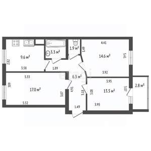 3-к квартира, вторичка, 67м2, 6/6 этаж