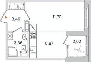 Студия квартира, вторичка, 25м2, 3/4 этаж