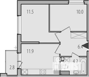 2-к квартира, вторичка, 44м2, 3/5 этаж