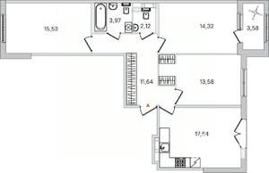 3-к квартира, вторичка, 79м2, 3/4 этаж