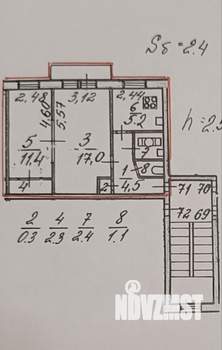 2-к квартира, вторичка, 44м2, 3/5 этаж