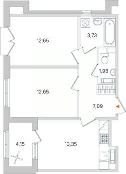 2-к квартира, вторичка, 54м2, 2/4 этаж