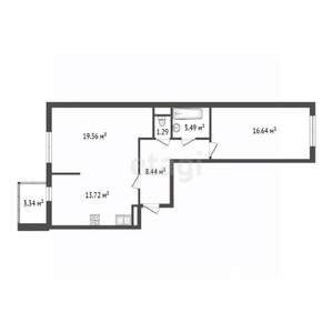 2-к квартира, вторичка, 63м2, 4/5 этаж