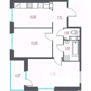 2-к квартира, строящийся дом, 55м2, 8/9 этаж