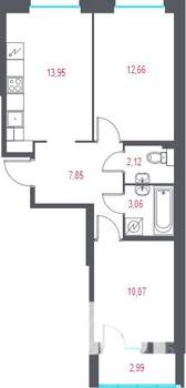 2-к квартира, вторичка, 51м2, 2/10 этаж