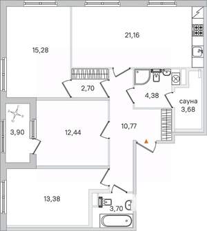 3-к квартира, вторичка, 87м2, 1/4 этаж