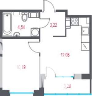 1-к квартира, вторичка, 32м2, 6/10 этаж