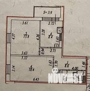 2-к квартира, вторичка, 55м2, 1/4 этаж