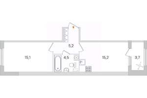 1-к квартира, строящийся дом, 40м2, 4/4 этаж