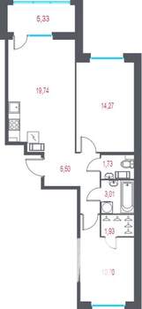 2-к квартира, вторичка, 59м2, 4/7 этаж