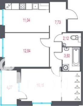 2-к квартира, вторичка, 56м2, 2/9 этаж