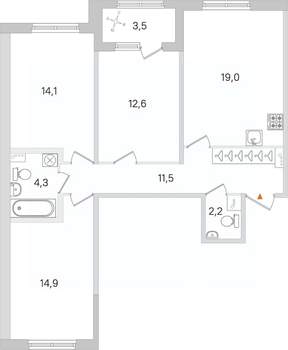 3-к квартира, вторичка, 80м2, 1/4 этаж