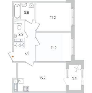 2-к квартира, вторичка, 53м2, 2/4 этаж