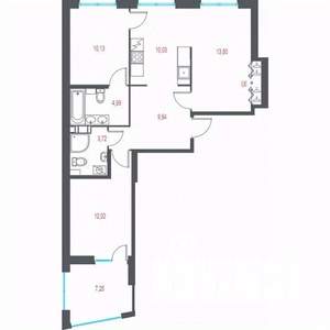 4-к квартира, строящийся дом, 67м2, 6/9 этаж