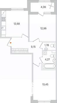 2-к квартира, вторичка, 56м2, 2/4 этаж