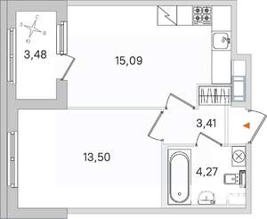 1-к квартира, вторичка, 36м2, 4/4 этаж