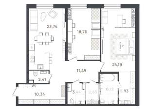 2-к квартира, вторичка, 109м2, 2/3 этаж