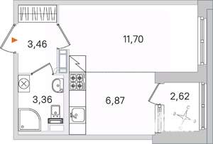 Студия квартира, вторичка, 25м2, 2/4 этаж